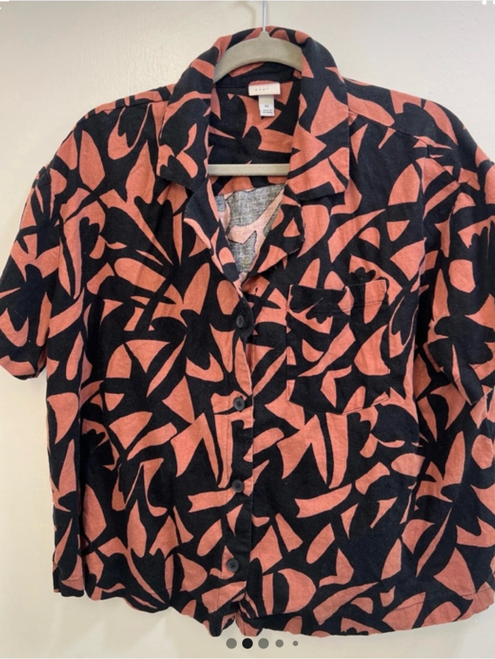 a new day Black & Coral Button-Down Short Sleeve Shirt